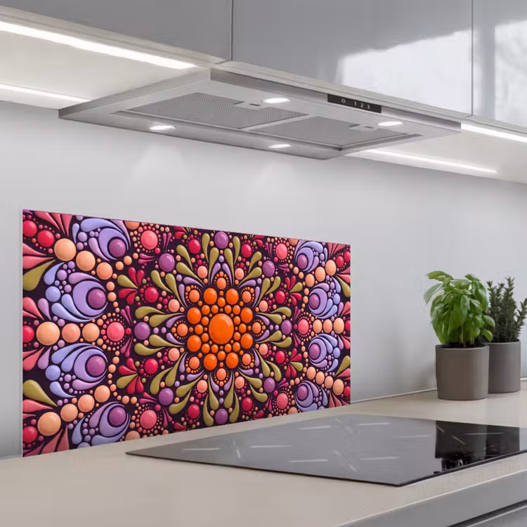 Patroon - Stippen - Abstract - Modern - Kleurrijk keuken achterwand spatscherm middel -3d_schuin