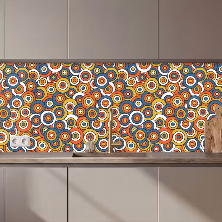 Patroon - Retro - Cirkel keuken achterwand 2 middel 871 zz_3dshopping