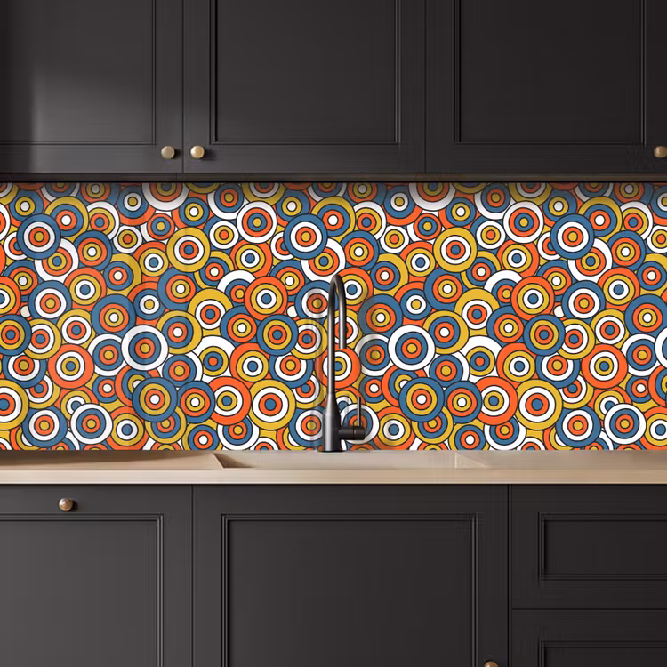 Patroon - Retro - Cirkel keuken achterwand 2 middel 871 -sfeer1