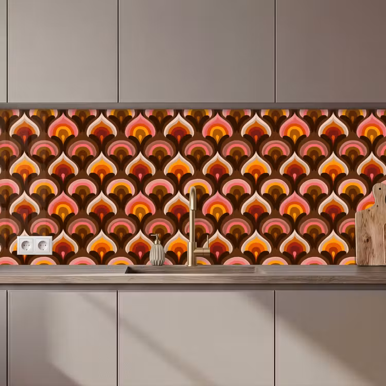 Patroon - Retro - Kleurrijk keuken achterwand 2 middel 871 zz_3dshopping