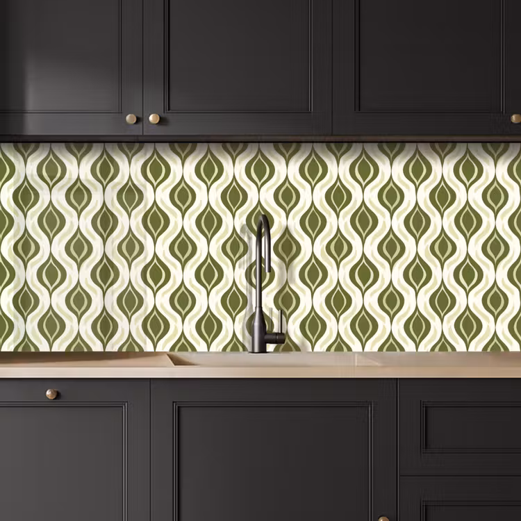 Patroon - Retro - Groen keuken achterwand 2 middel 871 -sfeer1