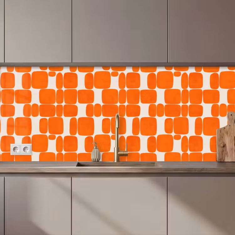 Patroon - Retro - Oranje keuken achterwand 2 middel 871 zz_3dshopping