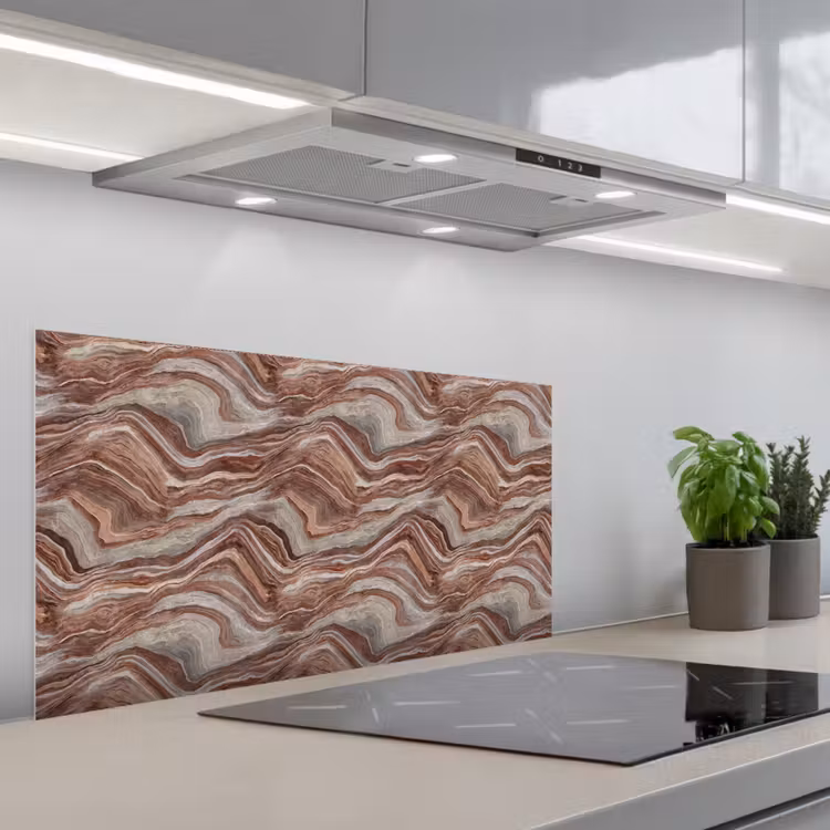 Patroon - Zandsteen - Travertijn keuken achterwand spatscherm middel 899 -3d_schuin