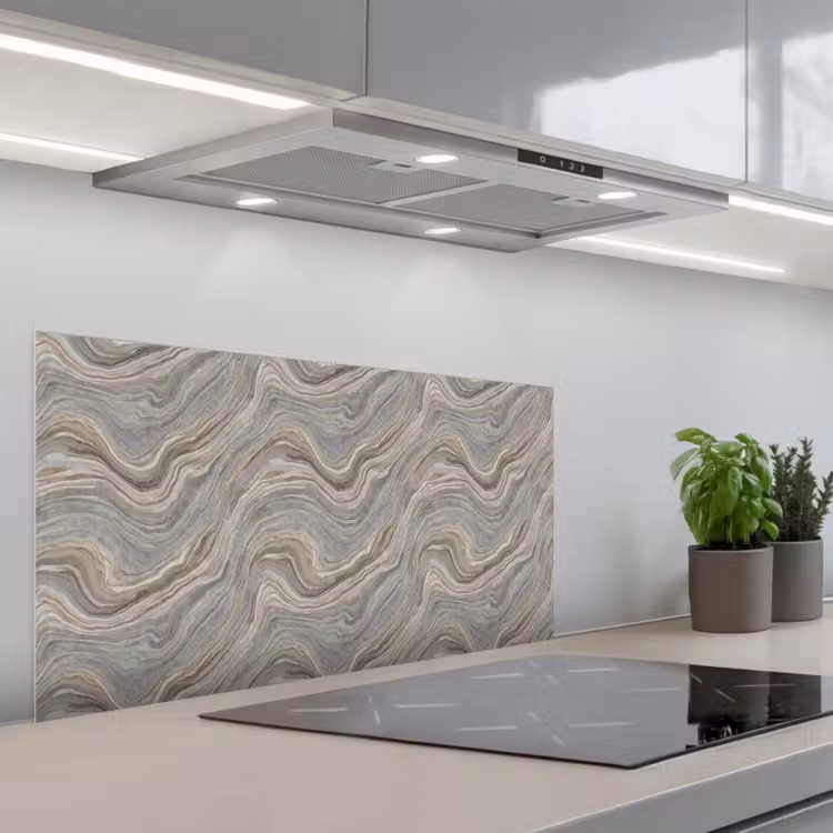Patroon - Sereen - Paars - Groen keuken achterwand spatscherm middel 899 -3d_schuin