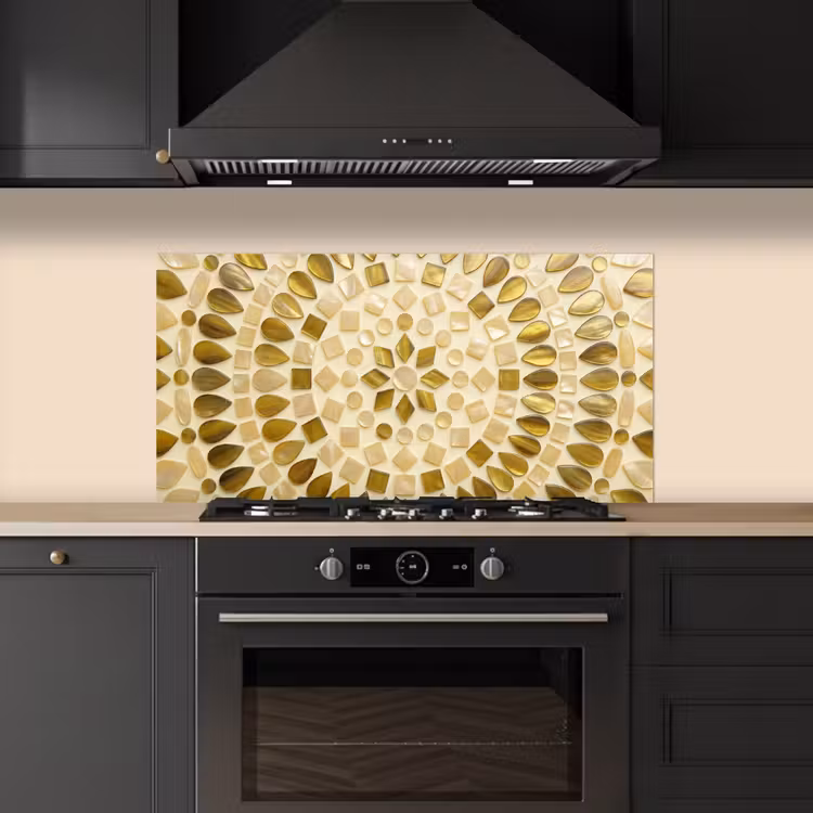 Patroon - Vormen - Mozaïek - Abstract - Goud keuken achterwand spatscherm middel -sfeer1