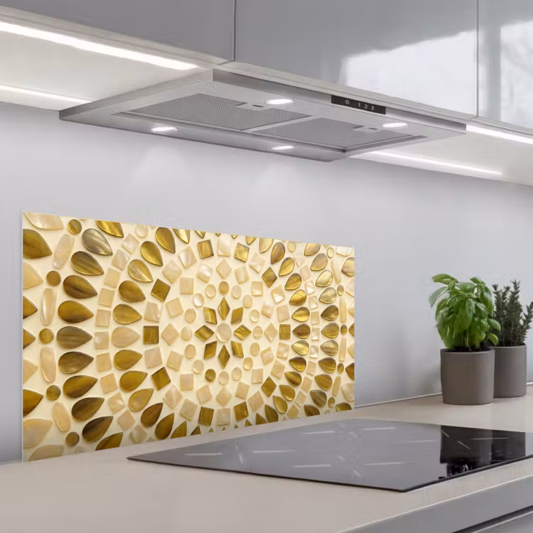 Patroon - Vormen - Mozaïek - Abstract - Goud keuken achterwand spatscherm middel -3d_schuin