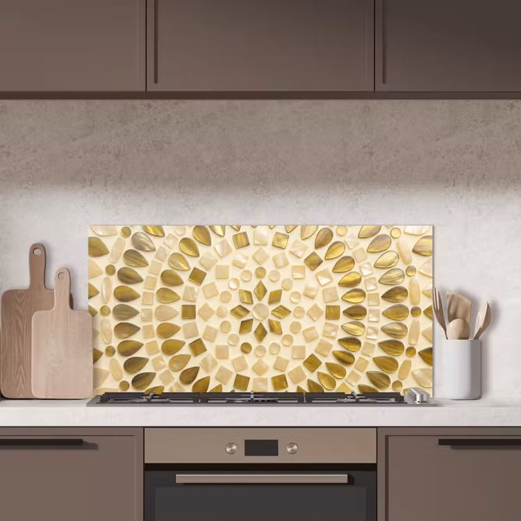 Patroon - Vormen - Mozaïek - Abstract - Goud keuken achterwand spatscherm middel -sfeer2