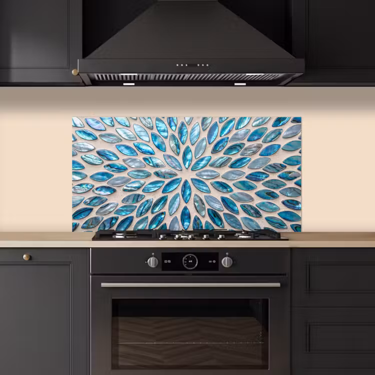 Patroon - Glans - Abstract - Blauw - Decoratie keuken achterwand spatscherm middel -sfeer1