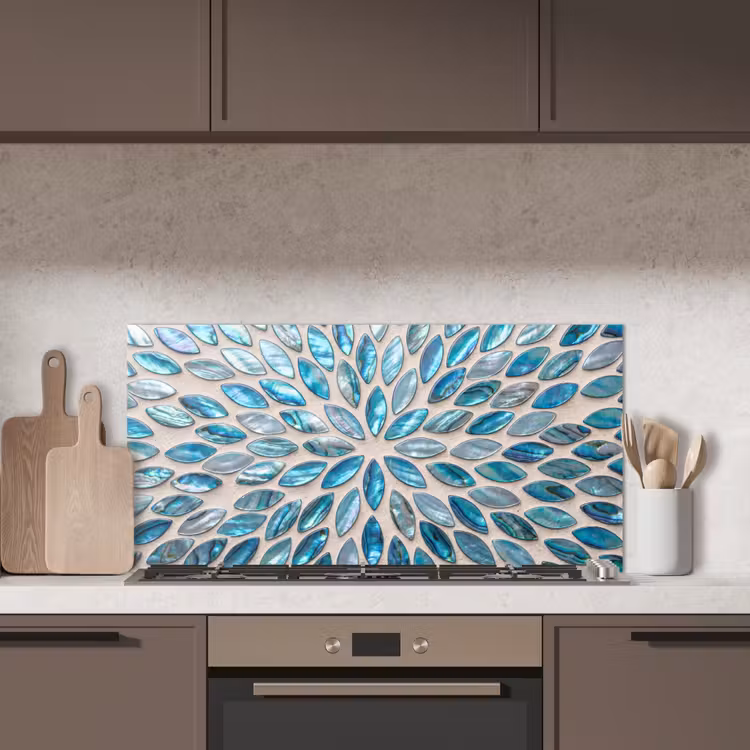 Patroon - Glans - Abstract - Blauw - Decoratie keuken achterwand spatscherm middel -sfeer2