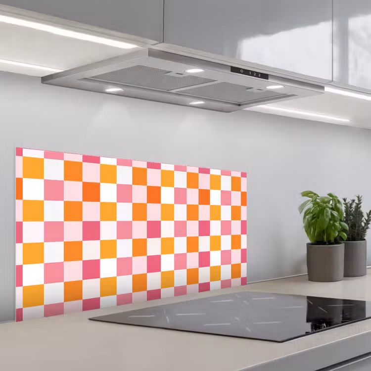 Patroon - Vierkant - Roze keuken achterwand spatscherm middel 899 -3d_schuin