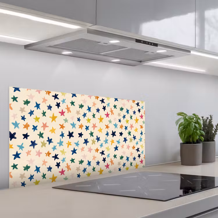 Patroon - Sterren - Kleurrijk keuken achterwand spatscherm middel 899 -3d_schuin