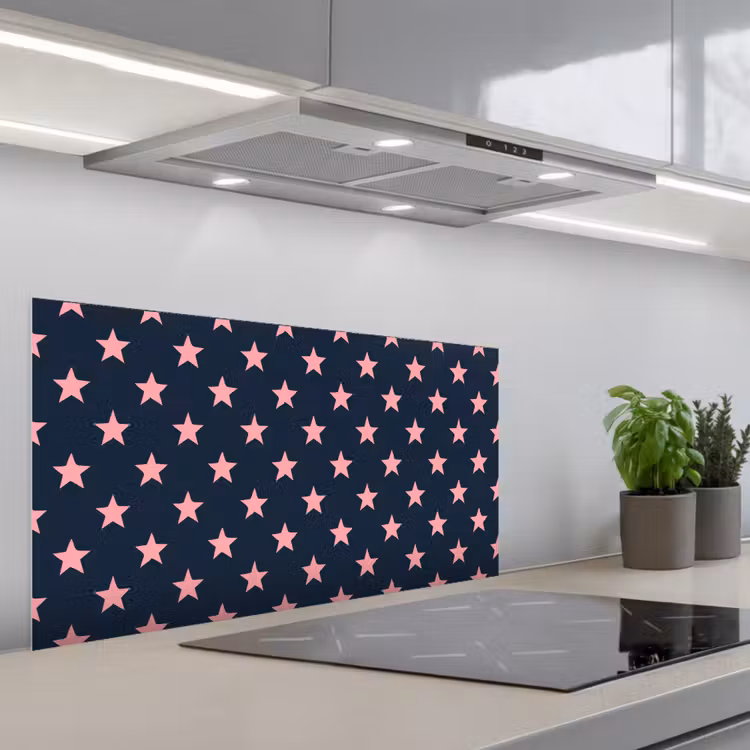 Patroon - Sterren - Roze keuken achterwand spatscherm middel 899 -3d_schuin