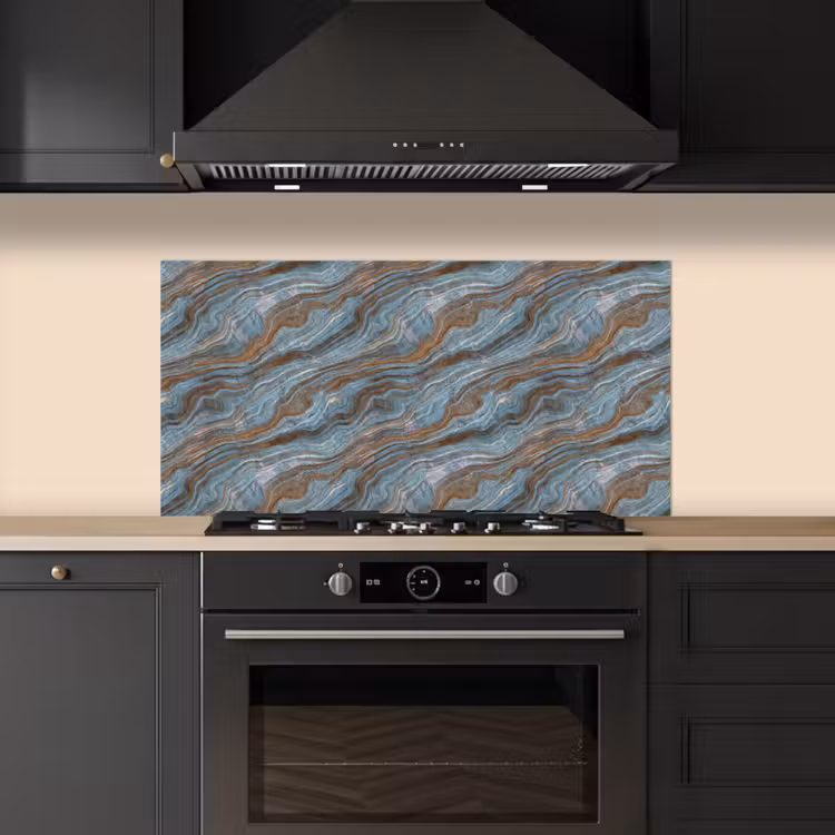 Patroon - Steen - Blauw keuken achterwand spatscherm middel 899 -sfeer1