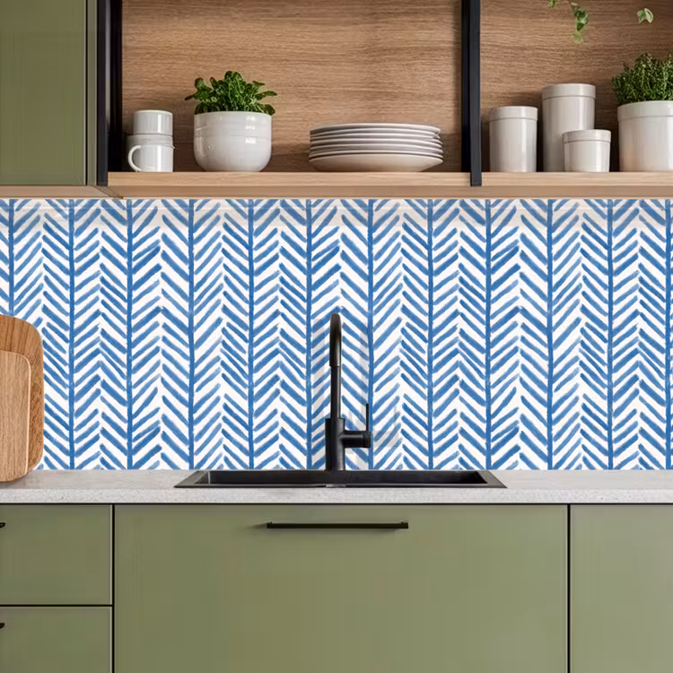Patroon - Streep - Blauw keuken achterwand 2 middel 871 -sfeer3