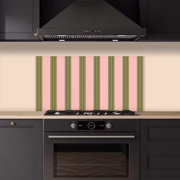 Patroon - Strepen - Abstract - Roze - Groen keuken achterwand spatscherm middel -sfeer1