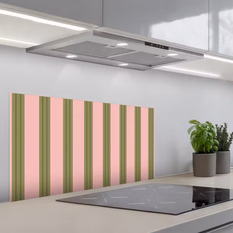 Patroon - Strepen - Abstract - Roze - Groen keuken achterwand spatscherm middel -3d_schuin