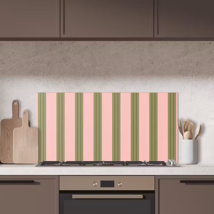 Patroon - Strepen - Abstract - Roze - Groen keuken achterwand spatscherm middel -sfeer2