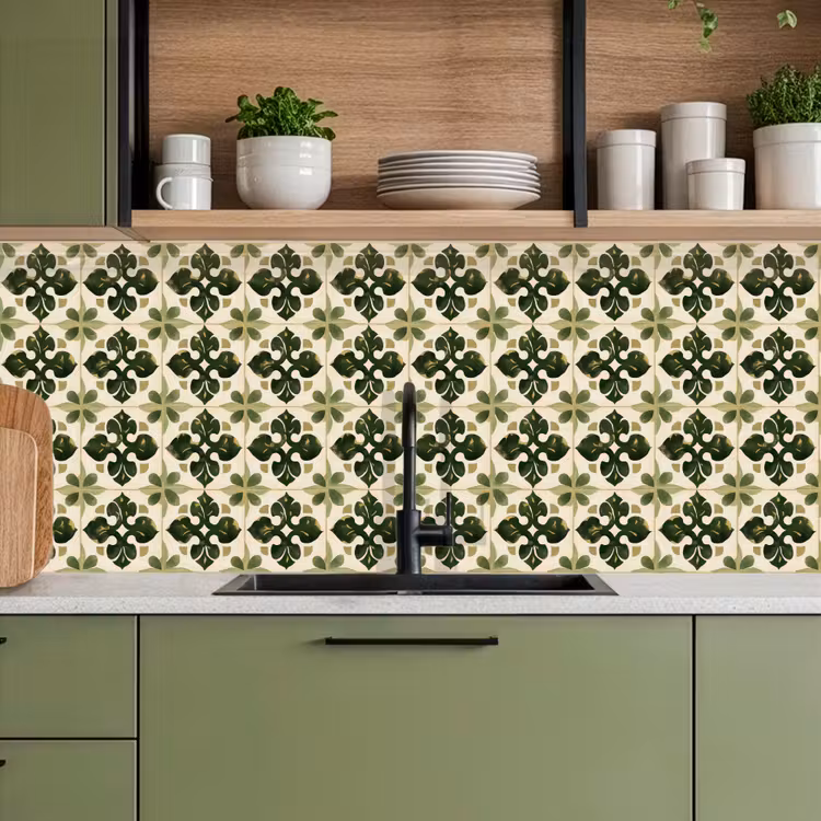 Patroon - Tegel - Groen keuken achterwand 2 middel 871 -sfeer3
