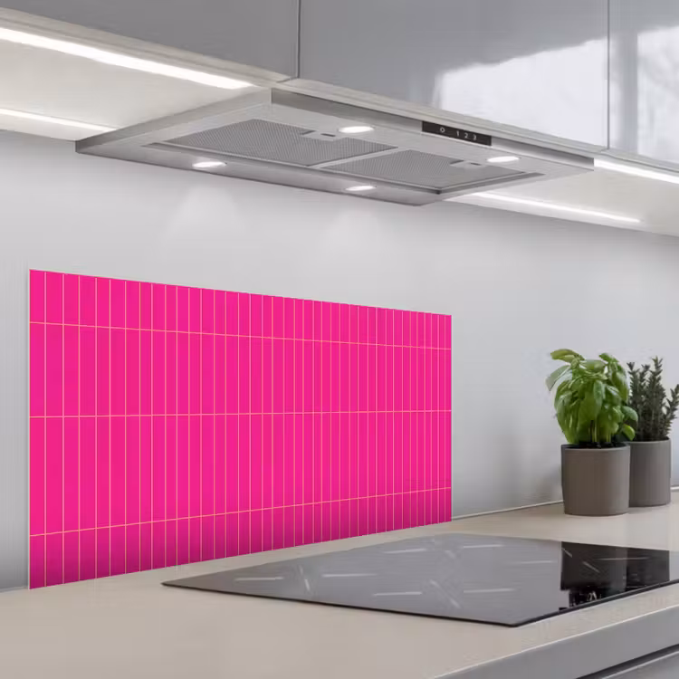 Patroon - Tegel - Magenta - Roze keuken achterwand spatscherm middel 899 -3d_schuin