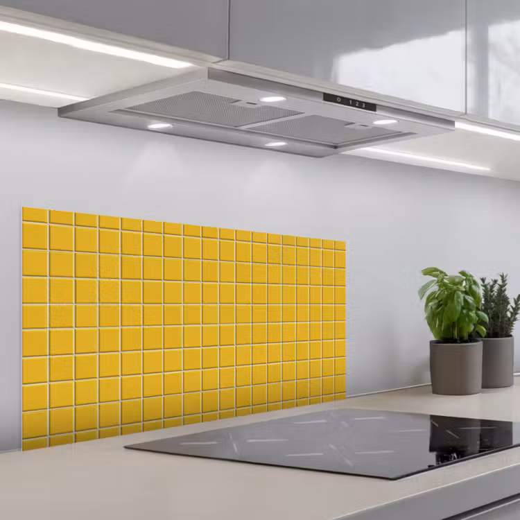 Patroon - Tegel - Okergeel keuken achterwand spatscherm middel 899 -3d_schuin