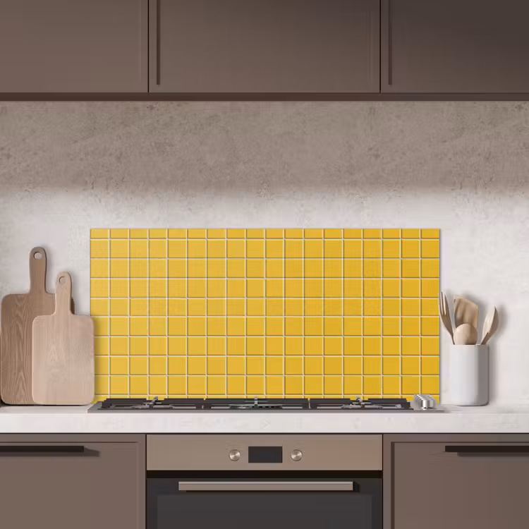 Patroon - Tegel - Okergeel keuken achterwand spatscherm middel 899 -sfeer2