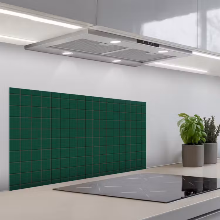 Patroon - Tegels - Dennen - Groen keuken achterwand spatscherm middel 899 -3d_schuin
