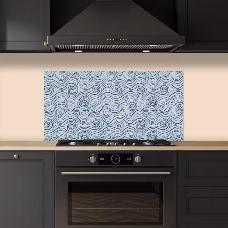 Patroon - Golven - Abstract - Modern - Blauw keuken achterwand spatscherm middel -sfeer1