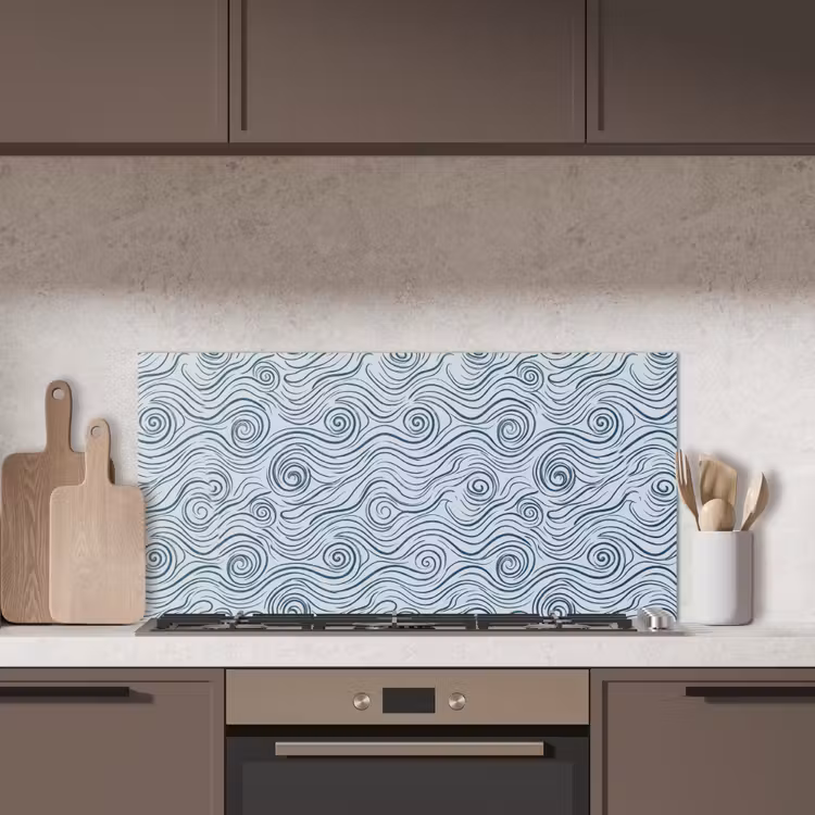 Patroon - Golven - Abstract - Modern - Blauw keuken achterwand spatscherm middel -sfeer2