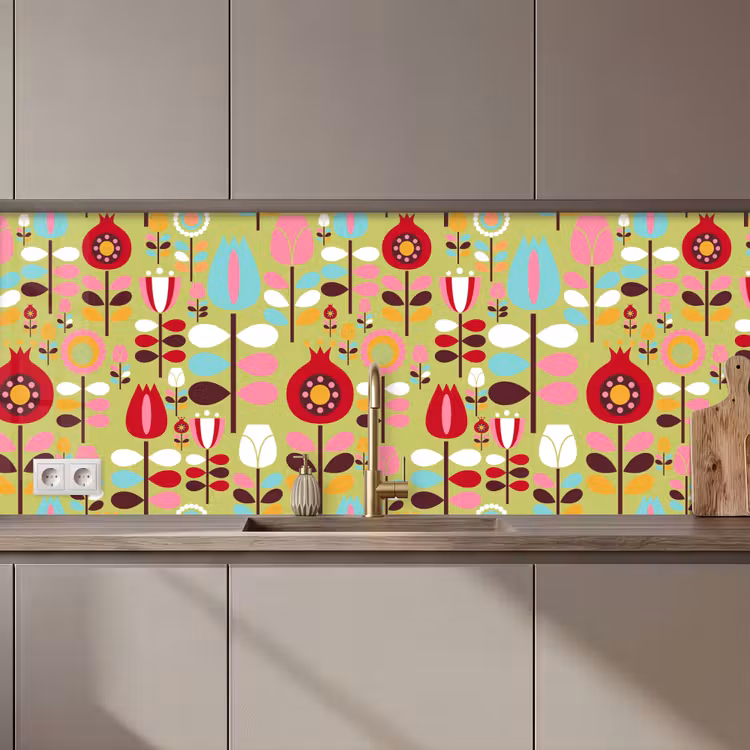 Patronen - Bloemen - Kleuren keuken achterwand 2 middel 871 zz_3dshopping