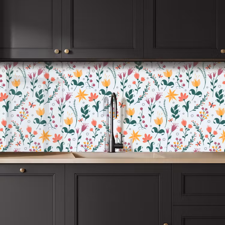 Patronen - Bloemen - Bladeren keuken achterwand 2 middel 871 -sfeer1