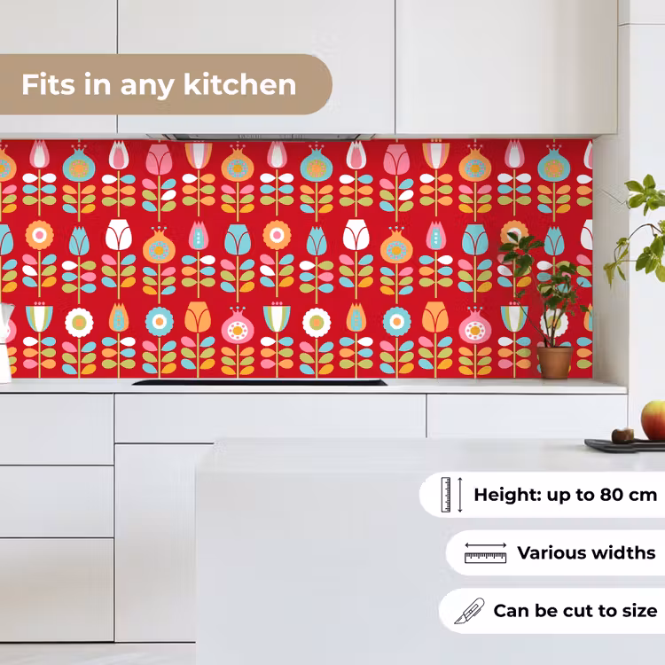 Patronen - Bloemen - Retro - Rood keuken achterwand 2 middel 871 -sfeer4_UK