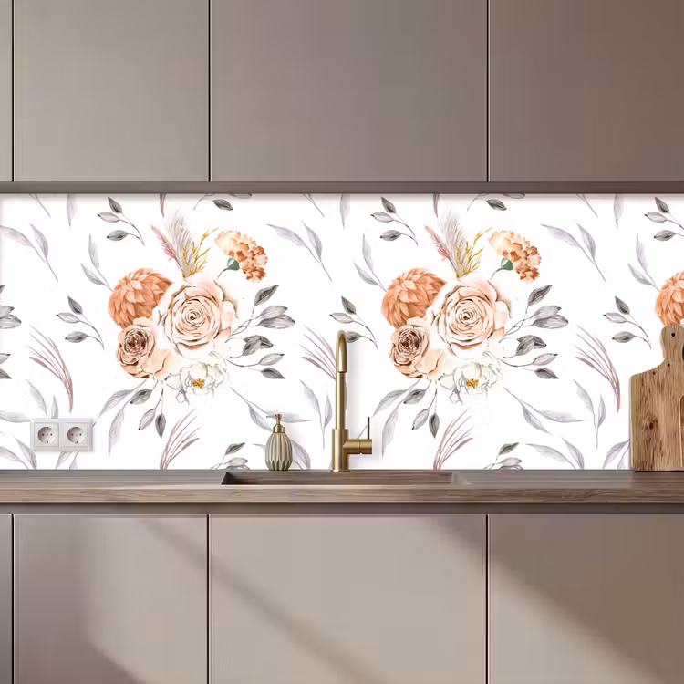 Patronen - Bloemen - Roos - Wit keuken achterwand 2 middel 871 zz_3dshopping
