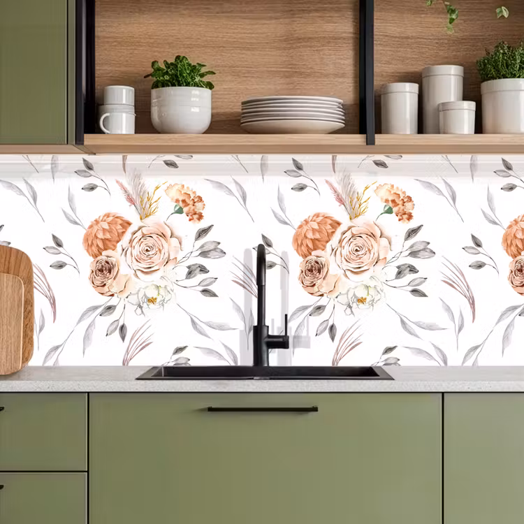 Patronen - Bloemen - Roos - Wit keuken achterwand 2 middel 871 -sfeer3