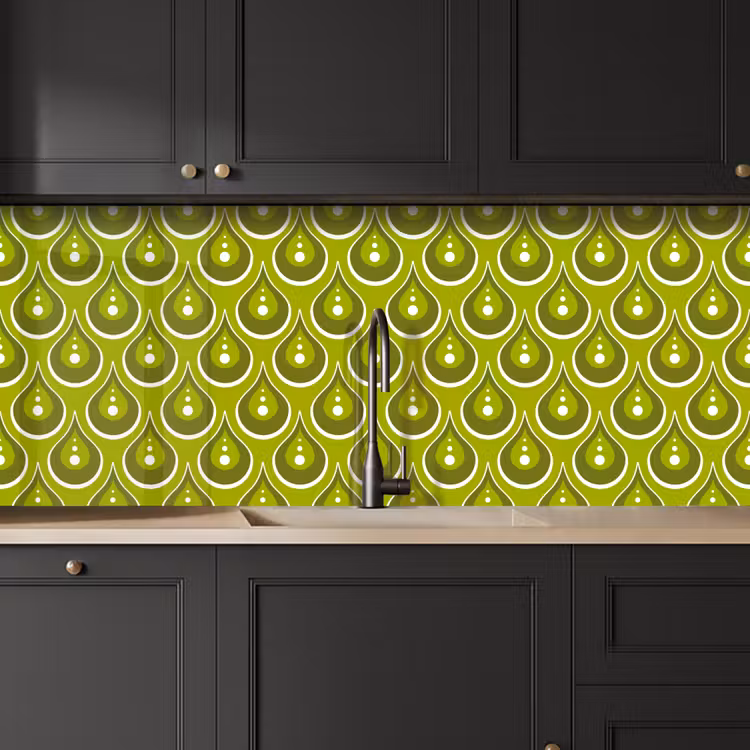 Patronen - Retro - Regen - Druppel - Groen keuken achterwand 2 middel 871 -sfeer1