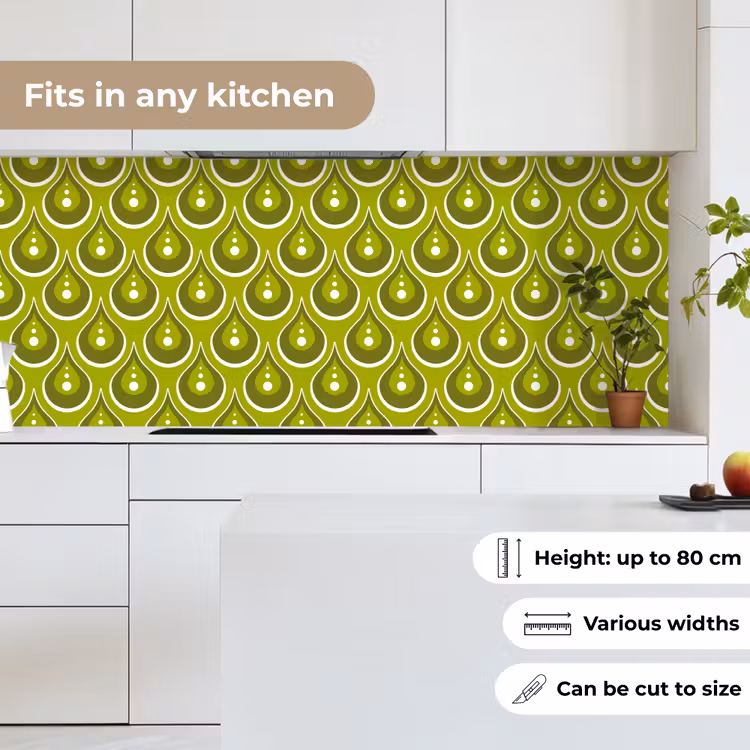 Patronen - Retro - Regen - Druppel - Groen keuken achterwand 2 middel 871 -sfeer4_UK