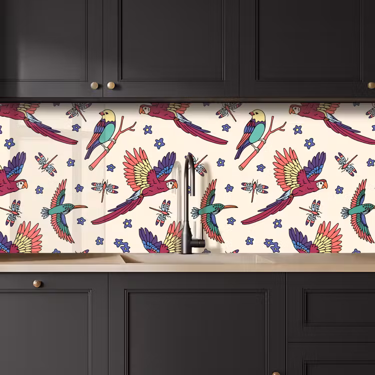 Patronen - Vintage - Vogels keuken achterwand 2 middel 871 -sfeer1