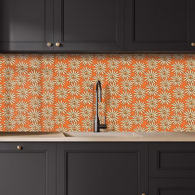 Patronen - Vintage - Bloem - Oranje keuken achterwand 2 middel 871 -sfeer1
