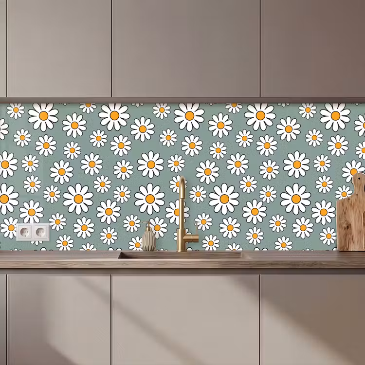 Patronen - Vintage - Bloemen - Madelief keuken achterwand 2 middel 871 zz_3dshopping
