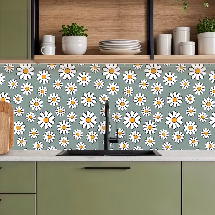 Patronen - Vintage - Bloemen - Madelief keuken achterwand 2 middel 871 -sfeer3