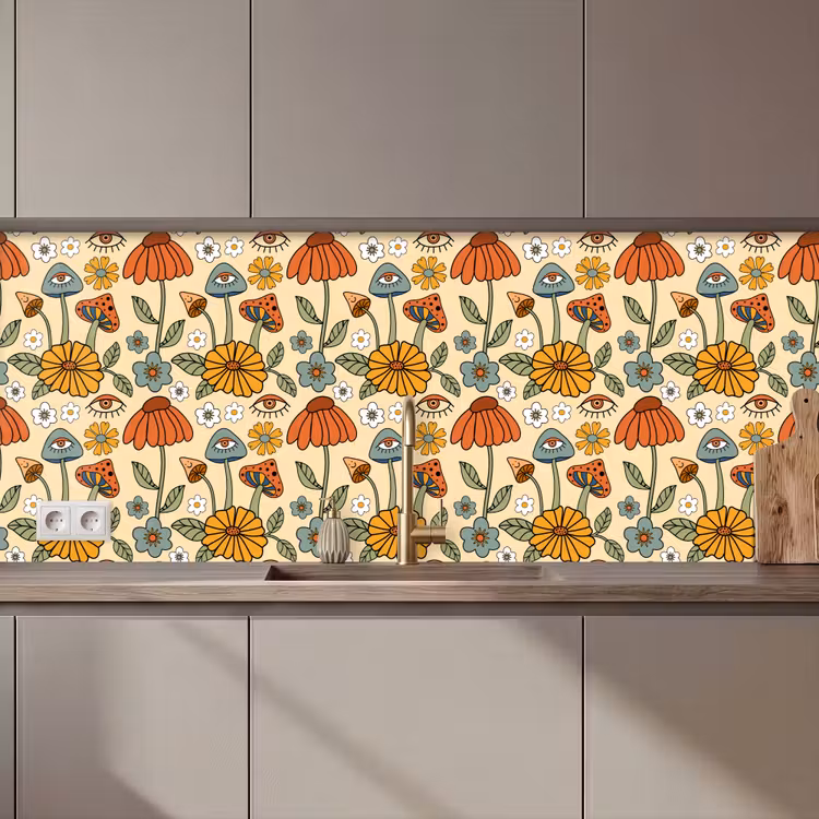 Patronen - Vintage - Bloemen - Ogen keuken achterwand 2 middel 871 zz_3dshopping
