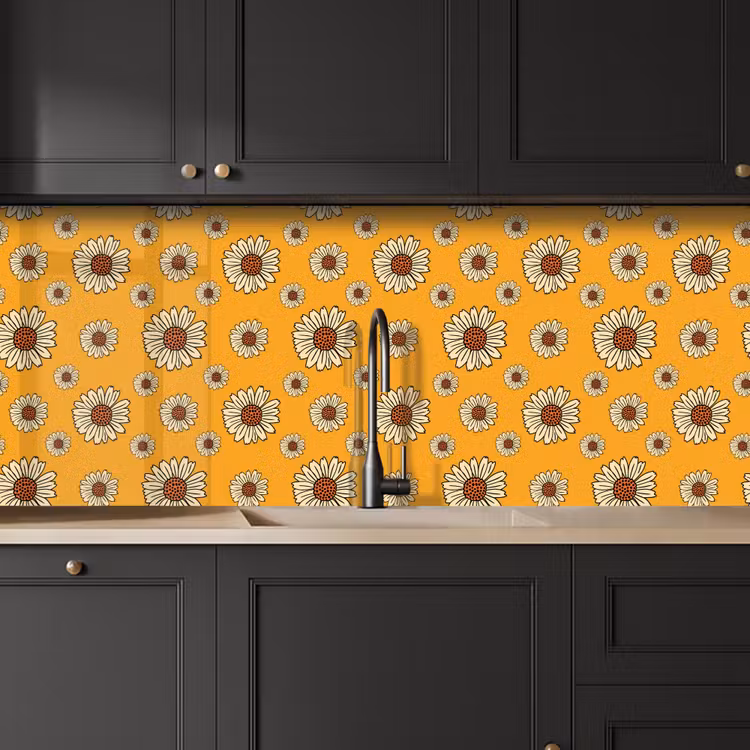 Patronen - Vintage - Bloemen - Geel keuken achterwand 2 middel 871 -sfeer1