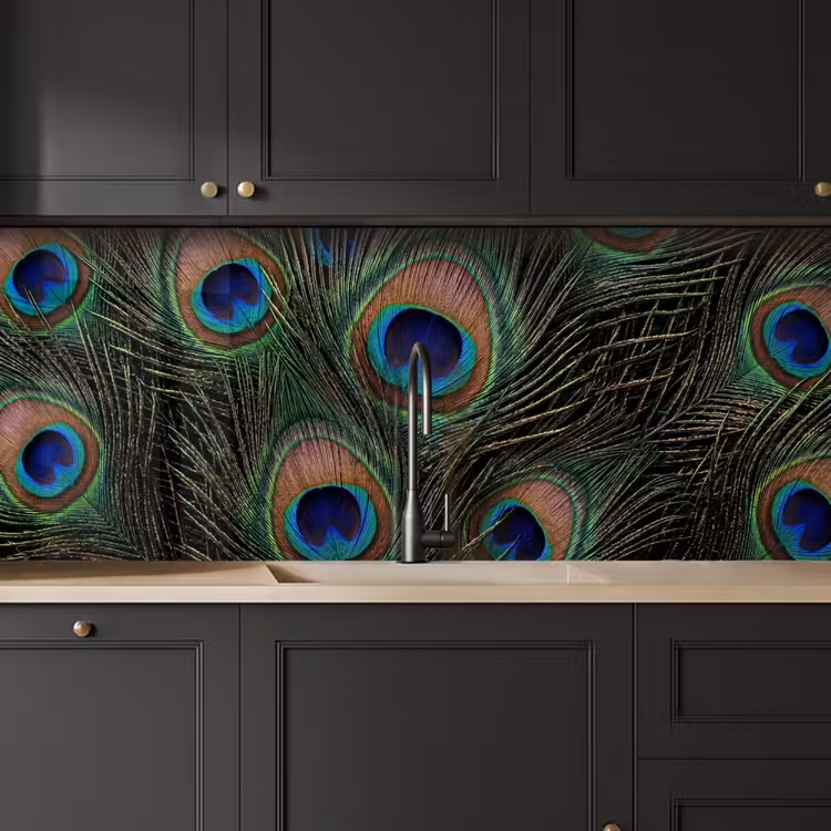 Pauwenveren - Klassiek - Groen keuken achterwand 2 middel -sfeer1