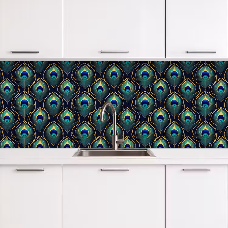 Pauw - Veren - Groen keuken achterwand 2 groot 857 -3d