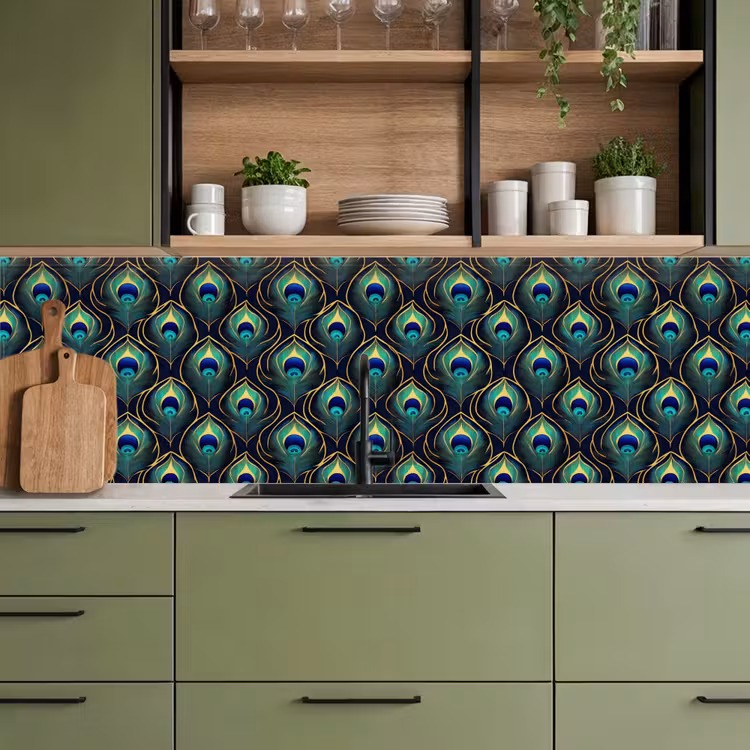 Pauw - Veren - Groen keuken achterwand 2 groot 857 -sfeer3
