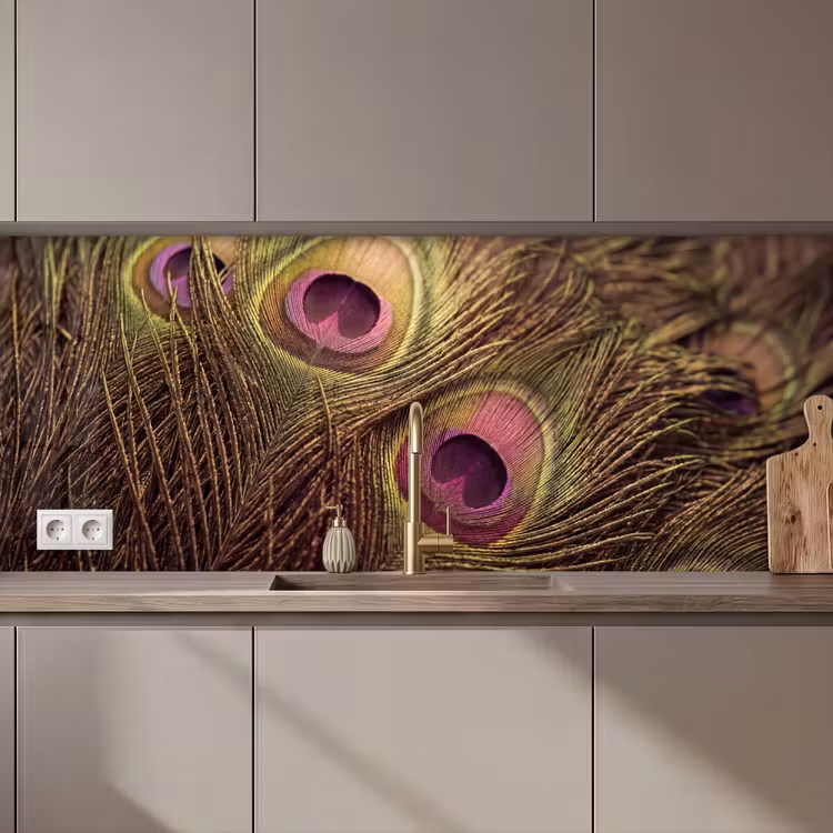 Pauw - Veren - Paars - Groen keuken achterwand 2 middel zz_3dshopping