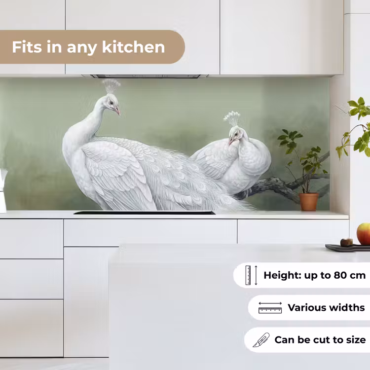 Pauwen - Wit - Natuur - Groen keuken achterwand 2 middel -sfeer4_UK