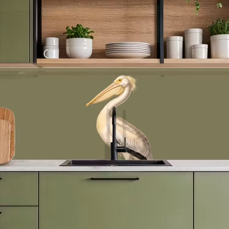Pelikaan - Wit - Vogel - Klassiek - Natuur keuken achterwand 2 middel -sfeer3