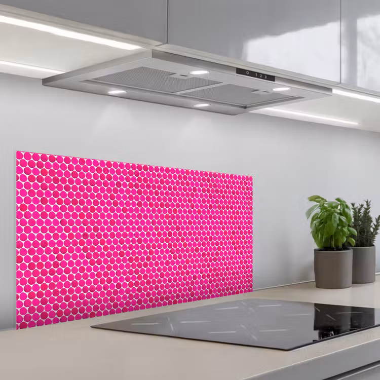 Penny - Mozaïek - Felroze keuken achterwand spatscherm middel 899 -3d_schuin