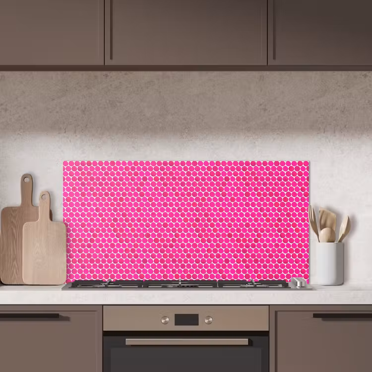 Penny - Mozaïek - Felroze keuken achterwand spatscherm middel 899 -sfeer2