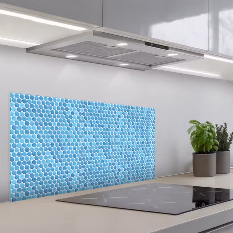 Penny - Mozaïek - Lichtblauw keuken achterwand spatscherm middel 899 -3d_schuin